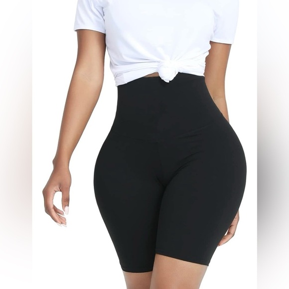 Women's Sauna Black and Blue High-Waist Shorts - Picture 3 of 4